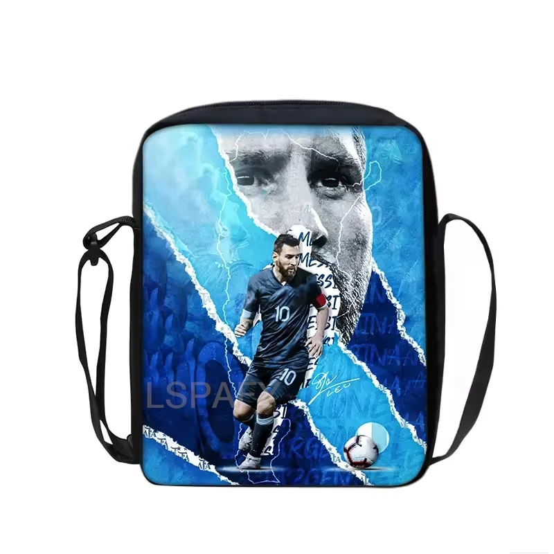 Borsa a tracolla stampata M-Messi, borsa a mano, borsa da scuola per stelle del calcio, borsa porta telefono, borsa sportiva da calcio, borsa per lo shopping, miglior regalo - immagine 3