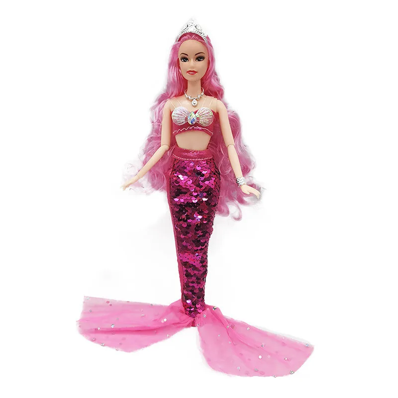 11 Inch Mermaid Doll Full Set Multi Joints Movable 30cm Height Doll with Sequin Skirt Suit Girls Dress Up Toys 3