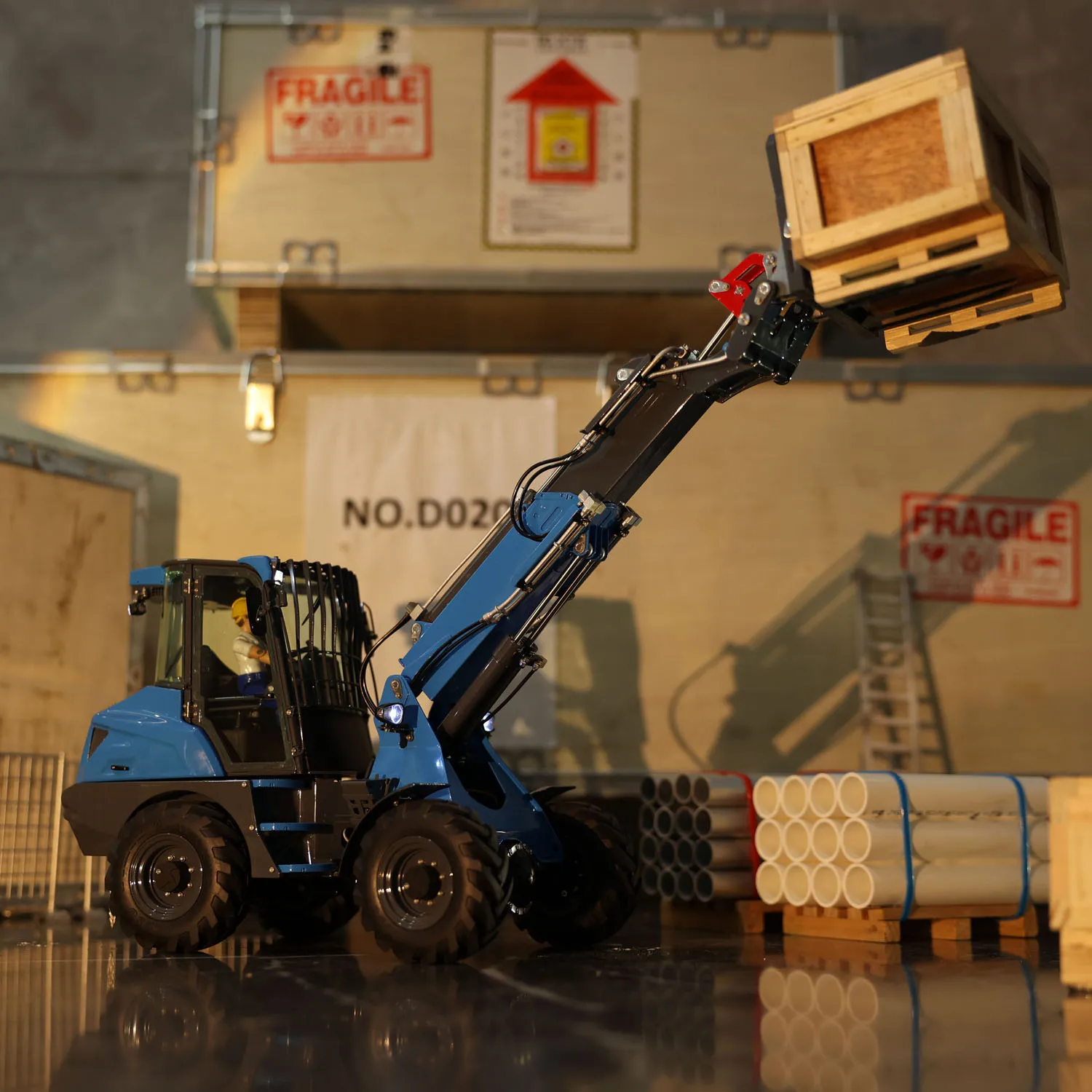 US Stock LESU AT1050 RC Hydraulic Loader 1/14 RC Fork Truck Telescopic Arm Radio Control Loaders Model Construction Vehicle Toys 3
