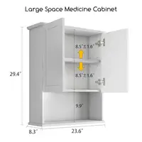 Adjustable Shelf Wall Cabinet Bathroom Above Toilet Storage Durable MDF Material Soft Closing Doors Easy to Assemble Versatile 2