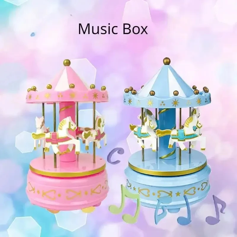1PC Luxury Carousel Music Box Rotate Rotation Romantic Luxury Carousel Toys Handwork Music Box Gifts