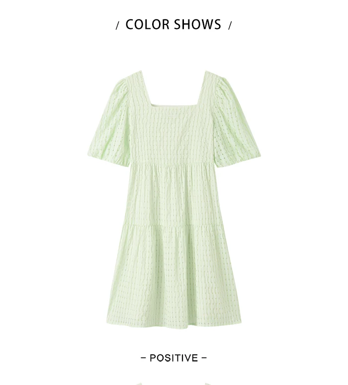 Vestido de mujer con textura a cuadros, fresco, de verano, nuevo, con cuello cuadrado, para bebé, dulce
