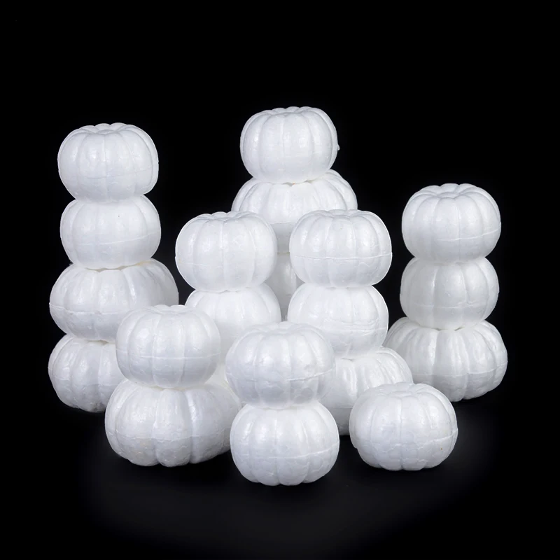 

10pcs White Foam Pumpkin Models Polystyrene Styrofoam Pumpkin Artificial Fruit DIY Handmade Craft Halloween Decoration Supplies