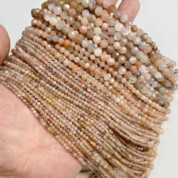 Faceted Black and White Natural Gemstone Spacer Beads - 3mm About 130pcs (NO.35 Moonstone)