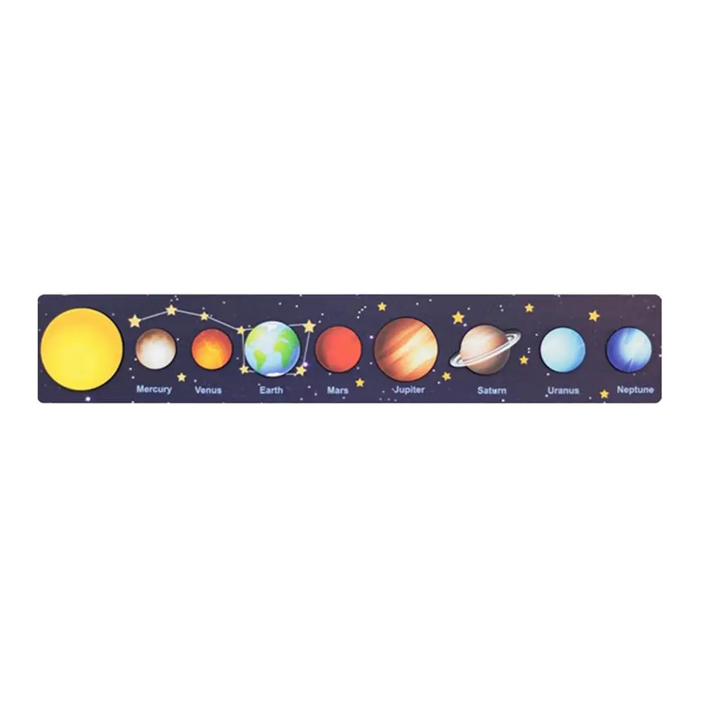 Wooden Puzzle Toy Solar System Model Science Toys Set Montessori Planets Science Educational Puzzle Toys for Kids Gifts 3