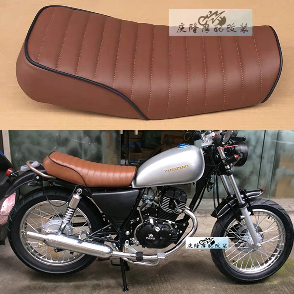 Cafe Racer Seat Flat Long Seats For Suzuki Gn125 Waterproof Leather