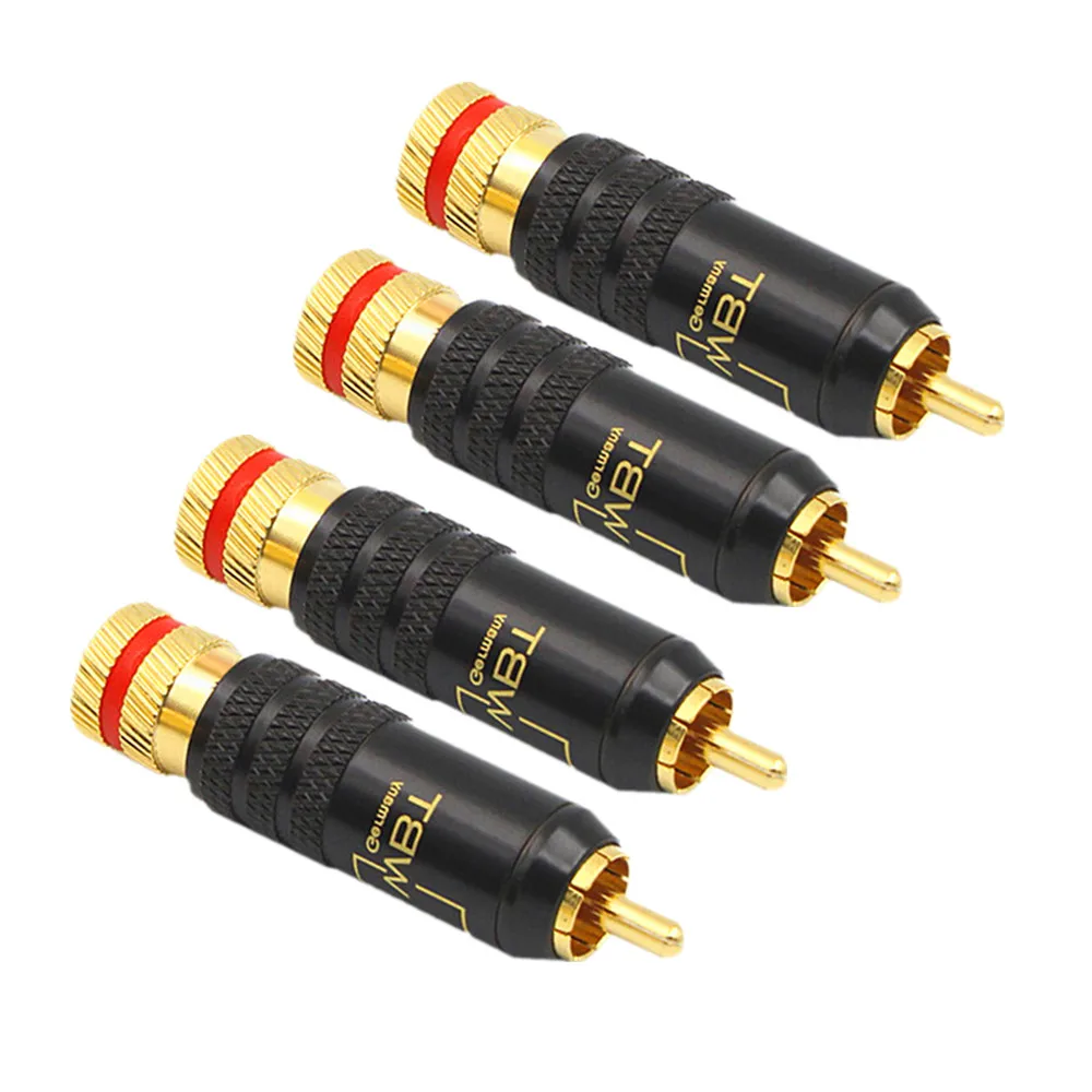 

Speakers RCA Connector Gold Plated Copper Male WBT-0144 RCA Adapter Plug Screws Soldering Locking Audio Video Cable Lotus Socket