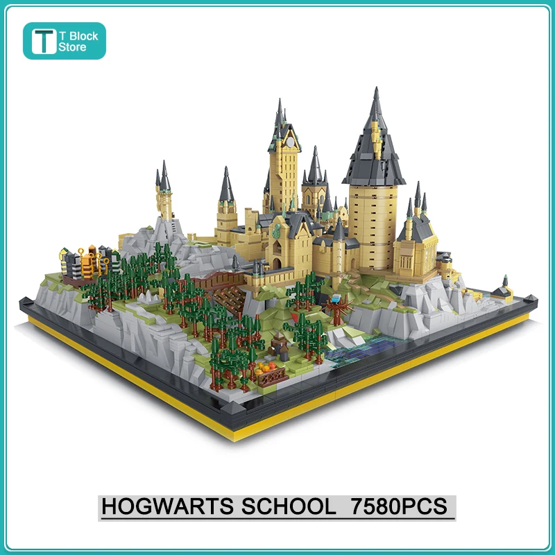 

MOC Movie Large Castle Series Magic School Wizardry Street View Modular Architecture Building Blocks Model Kids Toys Boys Gifts