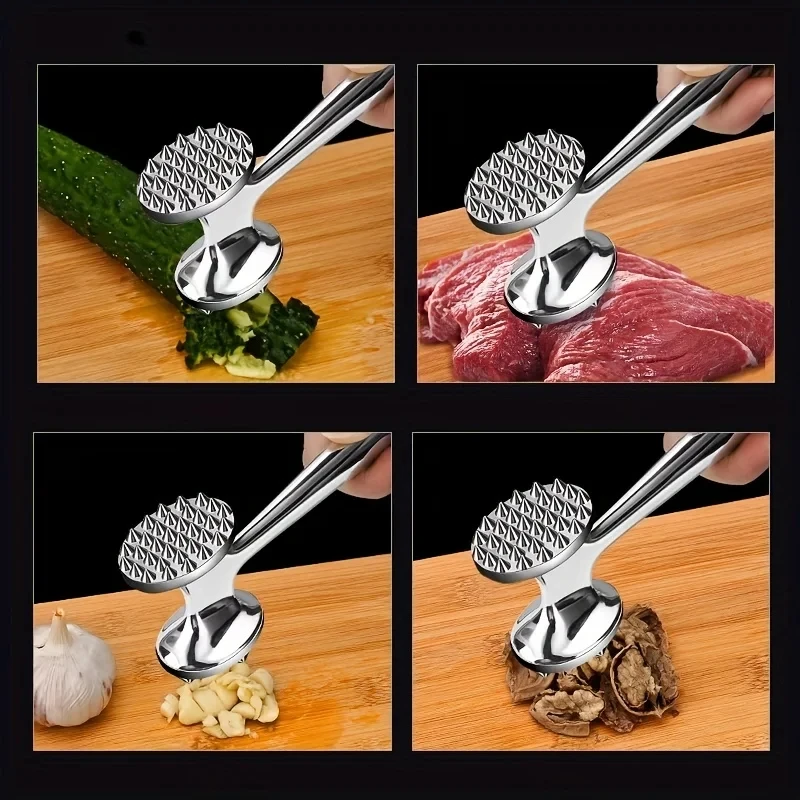 Stainless steel double-sided meat hammer for home kitchens Professional meat tenderizer for chefs Multi-functional tool