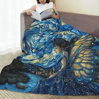 Butterfly Fairy Blanket Printed Throw Blanket Plush Fluffy Flannel Fleece Blanket Soft Throws for Sofa Couch and Bed 4