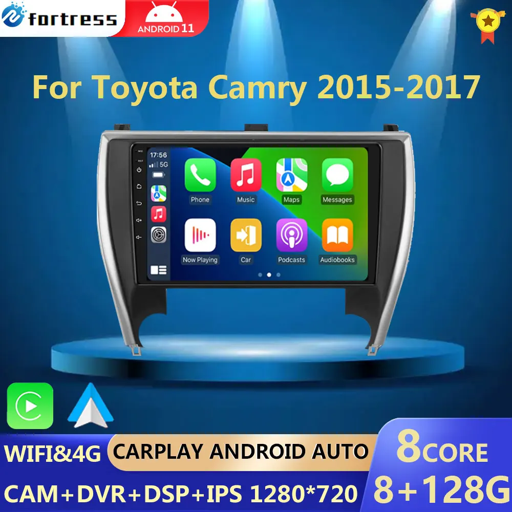 Автомобильный радиоплеер, головное устройство «подключи и работай» для Toyota Camry 2015-2017, версия Северной Америки, GPS-навигация, Android, авто DSP 9 дюймов CE