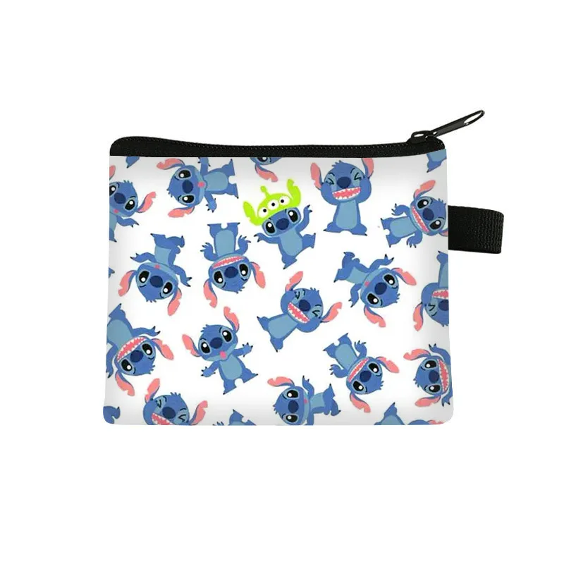 Disney-Portefeuille Stitch pour enfants, mini porte-monnaie de dessin animé, porte-cartes d'identité portables, sac de rangement pour clés en polyester Kawaii