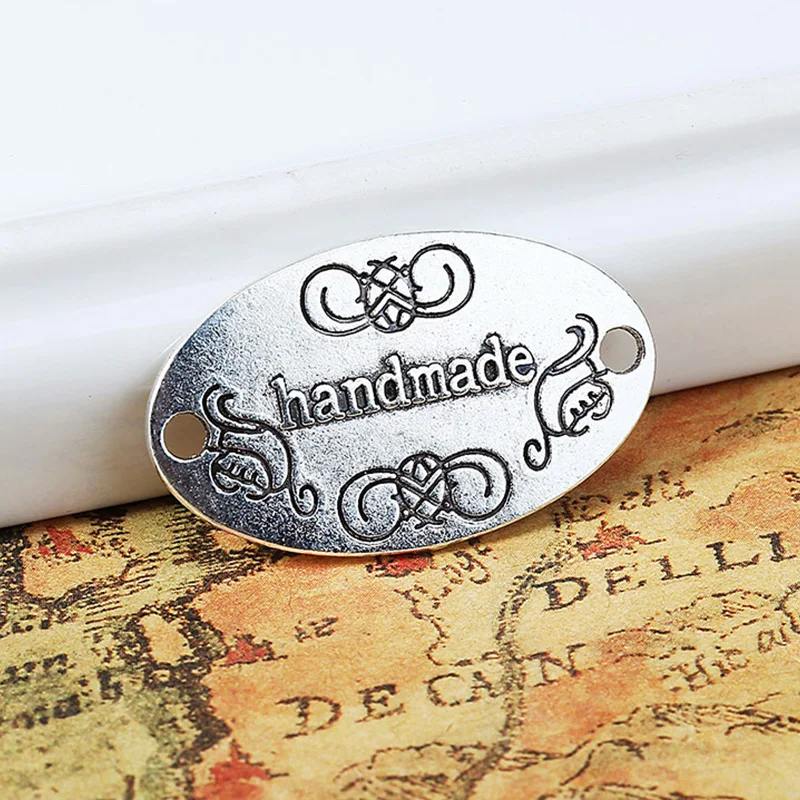 Round Metal Handmade Labels Silver Bronze Tags Jewelry Making Accessories  10Pcs