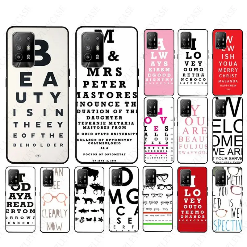 Funda Eye Chart Test Shell Cover Per Telefono Per Oppo A74 A94 A9 A5 A53 A73 2020 A57 A96 4G A54 A78 A77 A98 A72 5G Custodie Coque