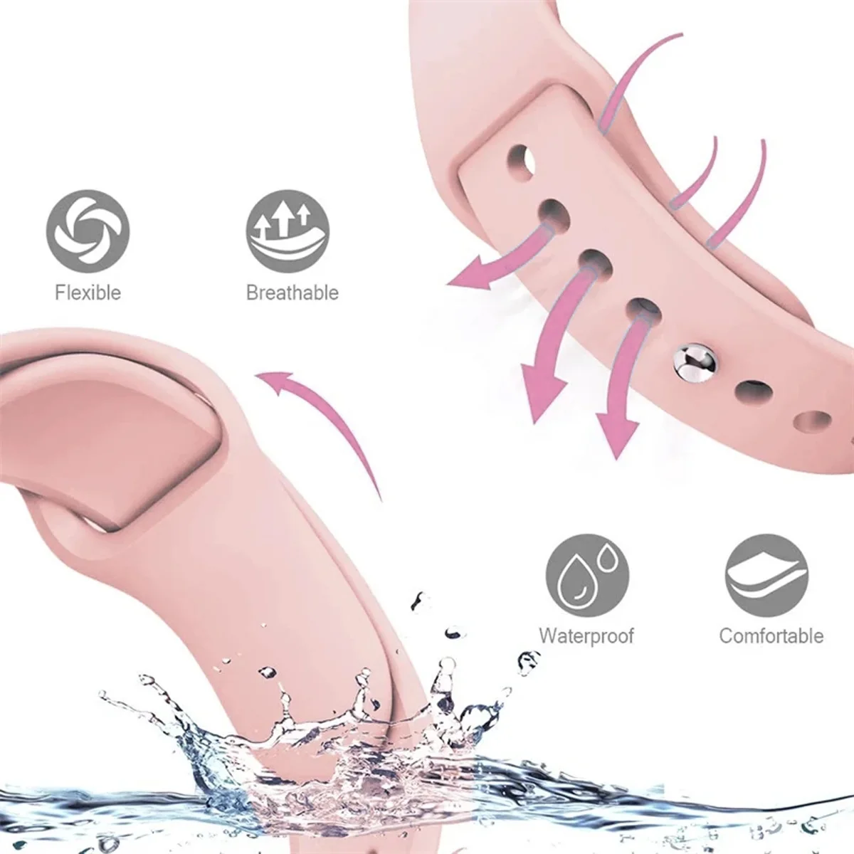 Silicone Sport Smart Watch Replacement Strap