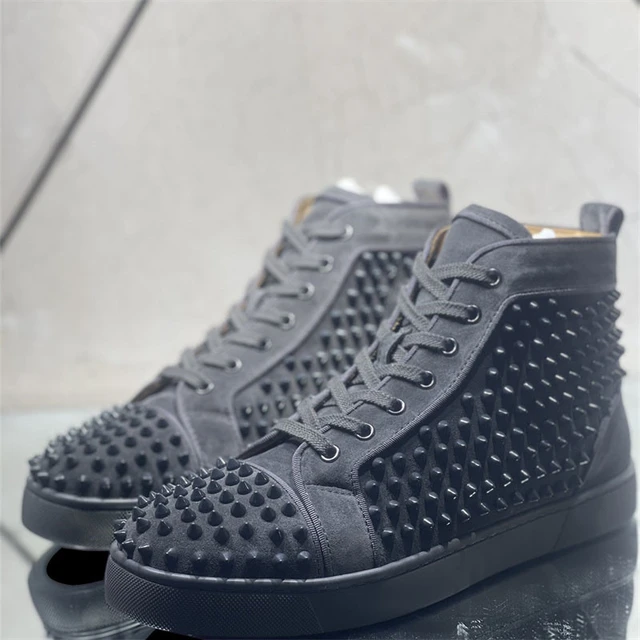 Luxury Brands Red Bottoms High Top Black Rivets Shoes for Men's Casual Flats Loafers Women's