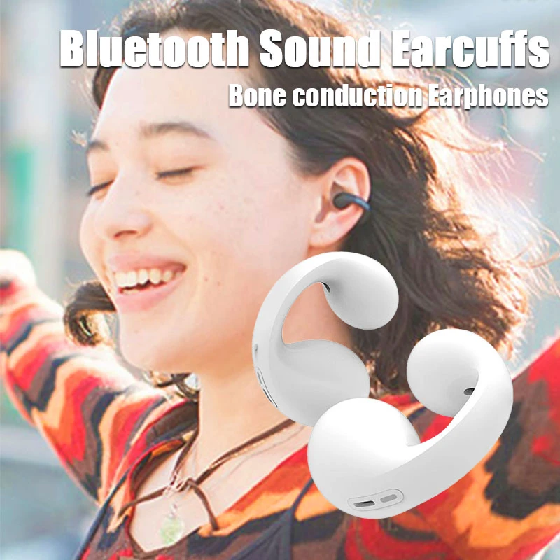 Bone Conduction Bluetooth Earphone Earring Wireless Ear Clip Headphones