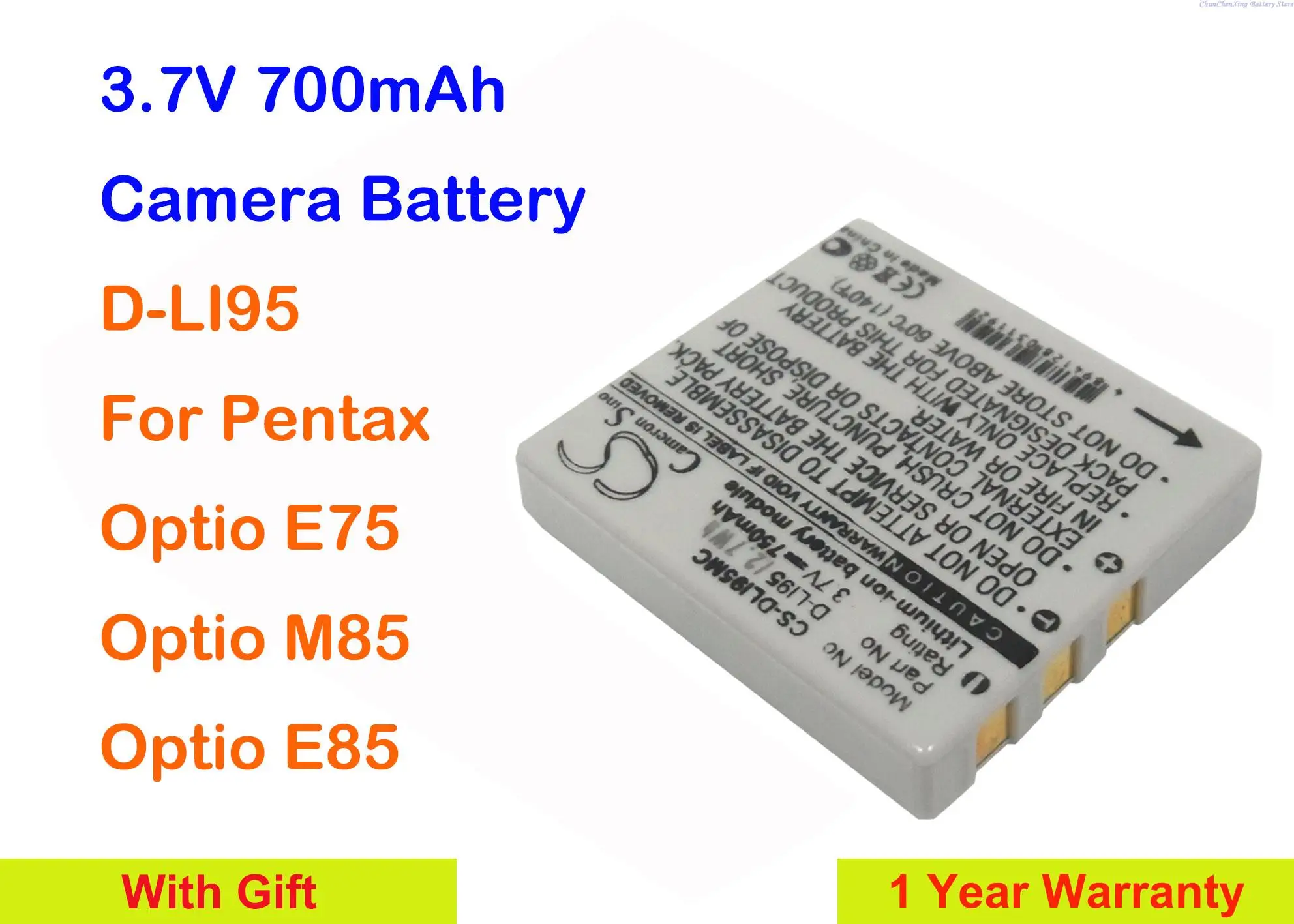 

Cameron Sino 700mAh replacement Camera Battery D-LI95 for Pentax Optio E75 M85 E85 +Gifts