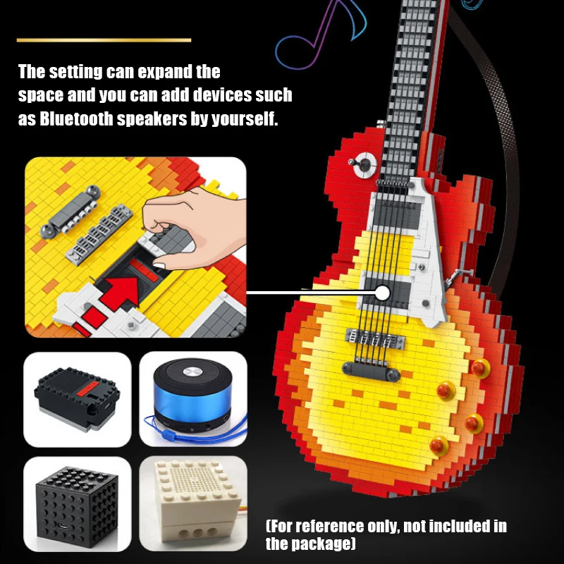 MOC Technical 1:1 Scale Electric Guitar Model Building Blocks 2502