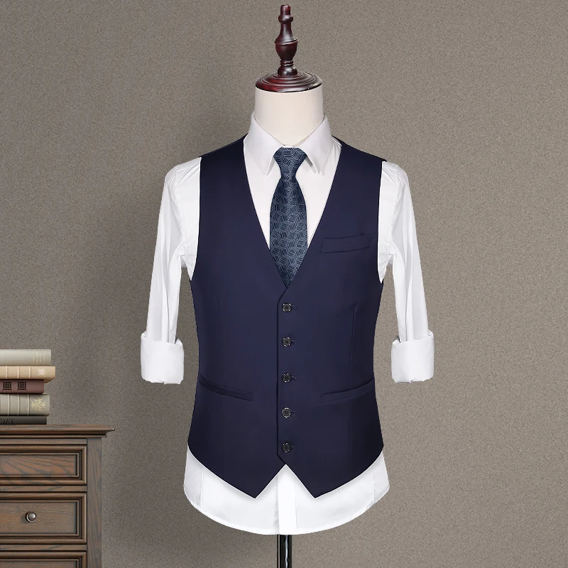 Suit vest men's spring and autumn business suit casual gray vest Korean slim plus size suit male tide