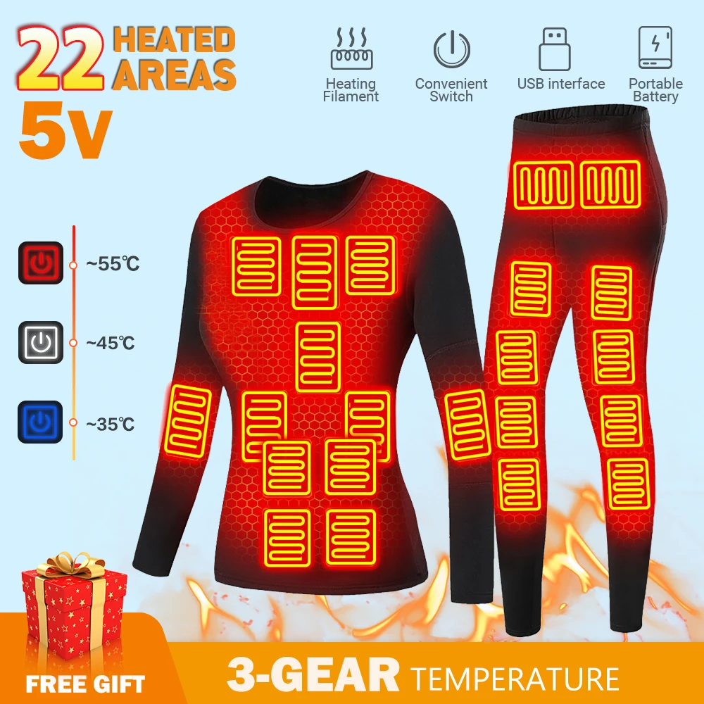 Women Heated Thermal Underwear Heating Underwear Suit Heating Thermal  Underwear Set USB Electric Winter Heated Jacket Clothing - AliExpress