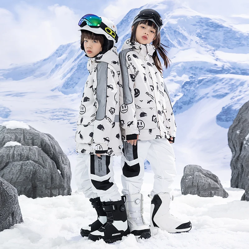 Traje de esquí para niño y niña, ropa de algodón grueso de felpa, conjunto  de pantalones, chaqueta de Snowboard para nieve, pantalones impermeables,  Invierno - AliExpress