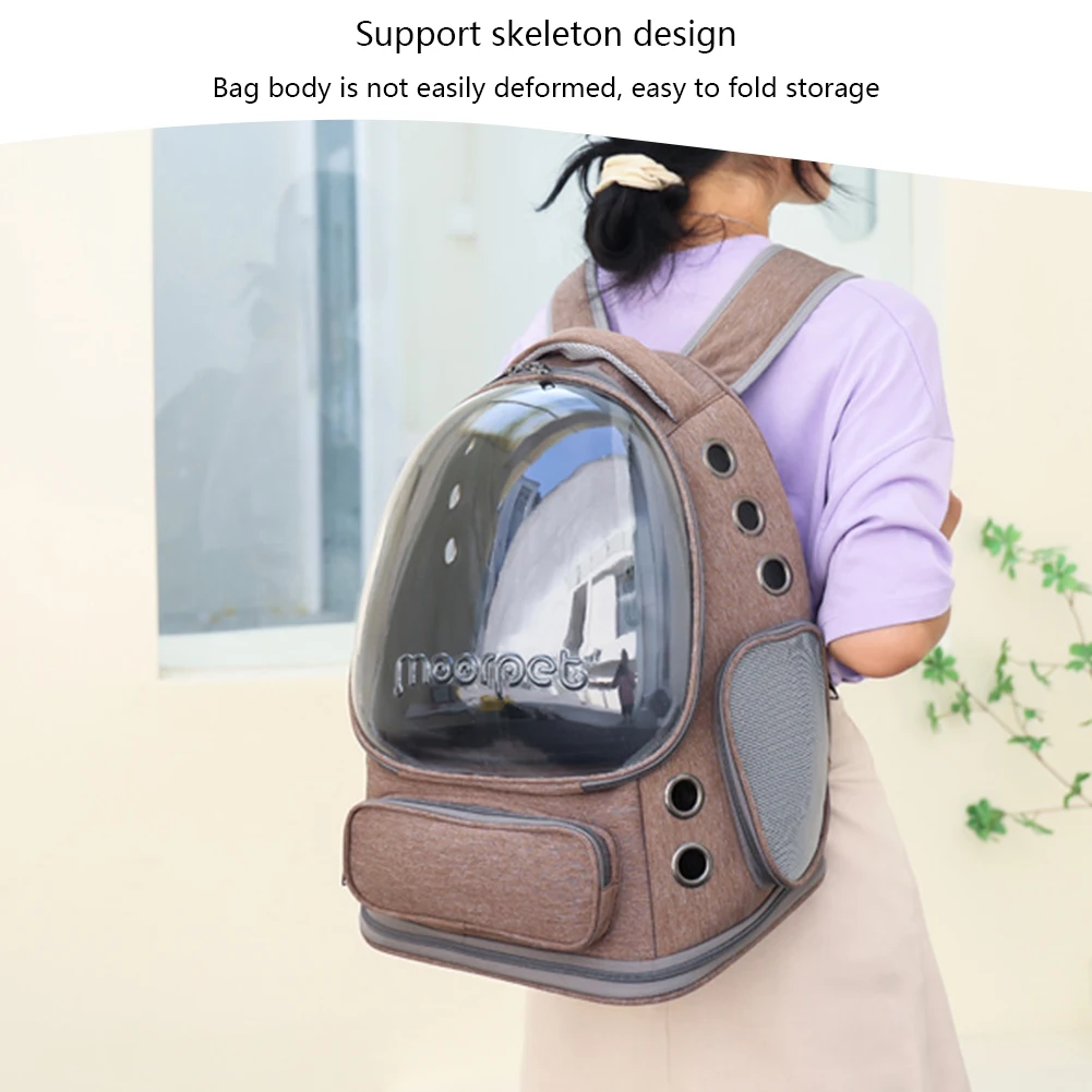 Breathable Cat Dog Backpack Oxford Cloth Pet Cats Carrier Travel Bag Transparent Cover Waterproof Portable Pet Carrier Supplies