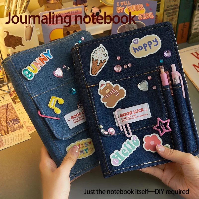 Retro Denim Journal Notebook - Mini Portable Card Organizer, DIY-Friendly