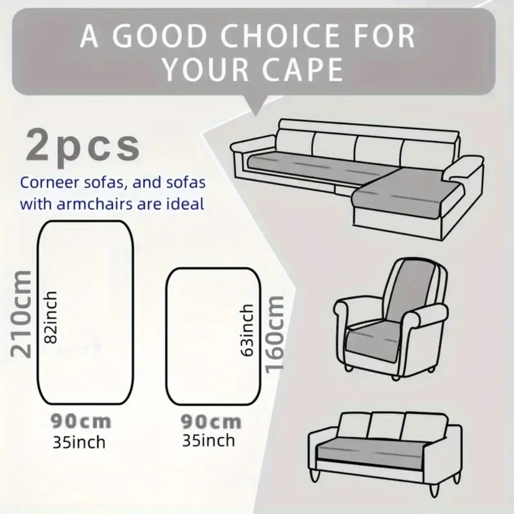 2pcs/Set Honeycomb Jacquard Plush Sofa Covers for Living Room Corner Sofa Couch Seat Cover Sofa Towel 2