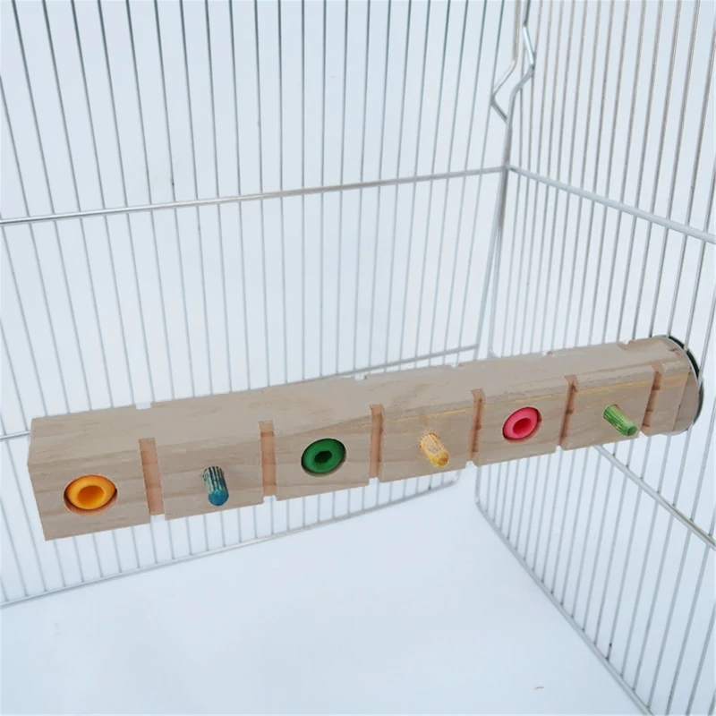 Parrots Perches Stand 19.5/29/33.5cm Wooden Bird Training Standing Toys Colorful Chewable Bead Multifunction Pet Birds Toys bird cage perches