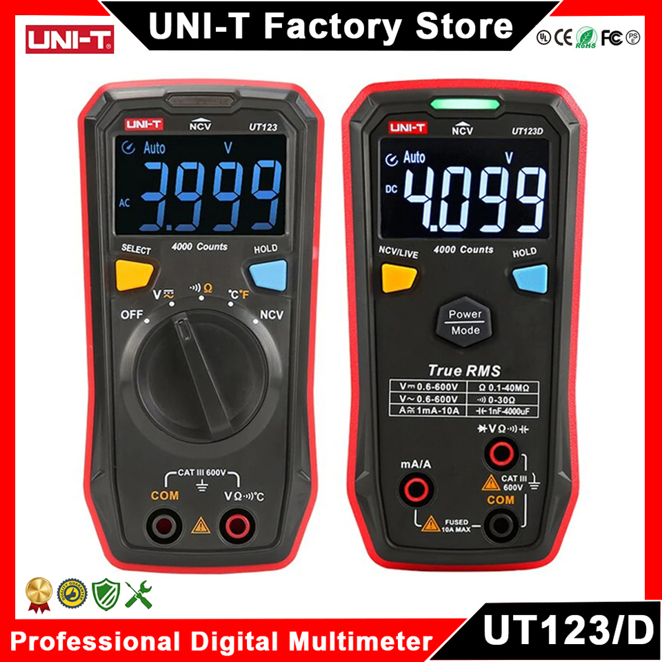 UNI-T UT123 UT123D Smart Digital Multimeter Professional Voltage Detector Resistance Meter Continuity NCV Electrical Multitester