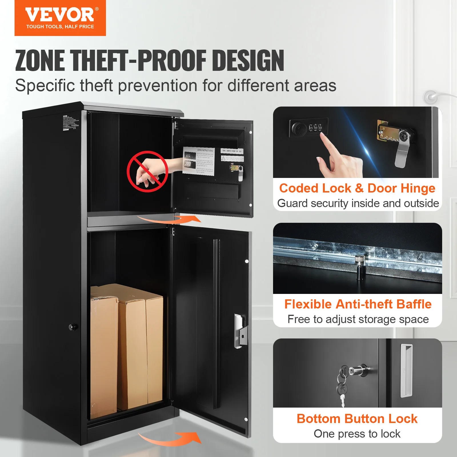 VEVOR Wall Mounted Anti-theft Mailbox IPX3 Waterproof Package Delivery Boxes for Outside Large Storage locking Mailbox for Home Wall Mounted Mailbox