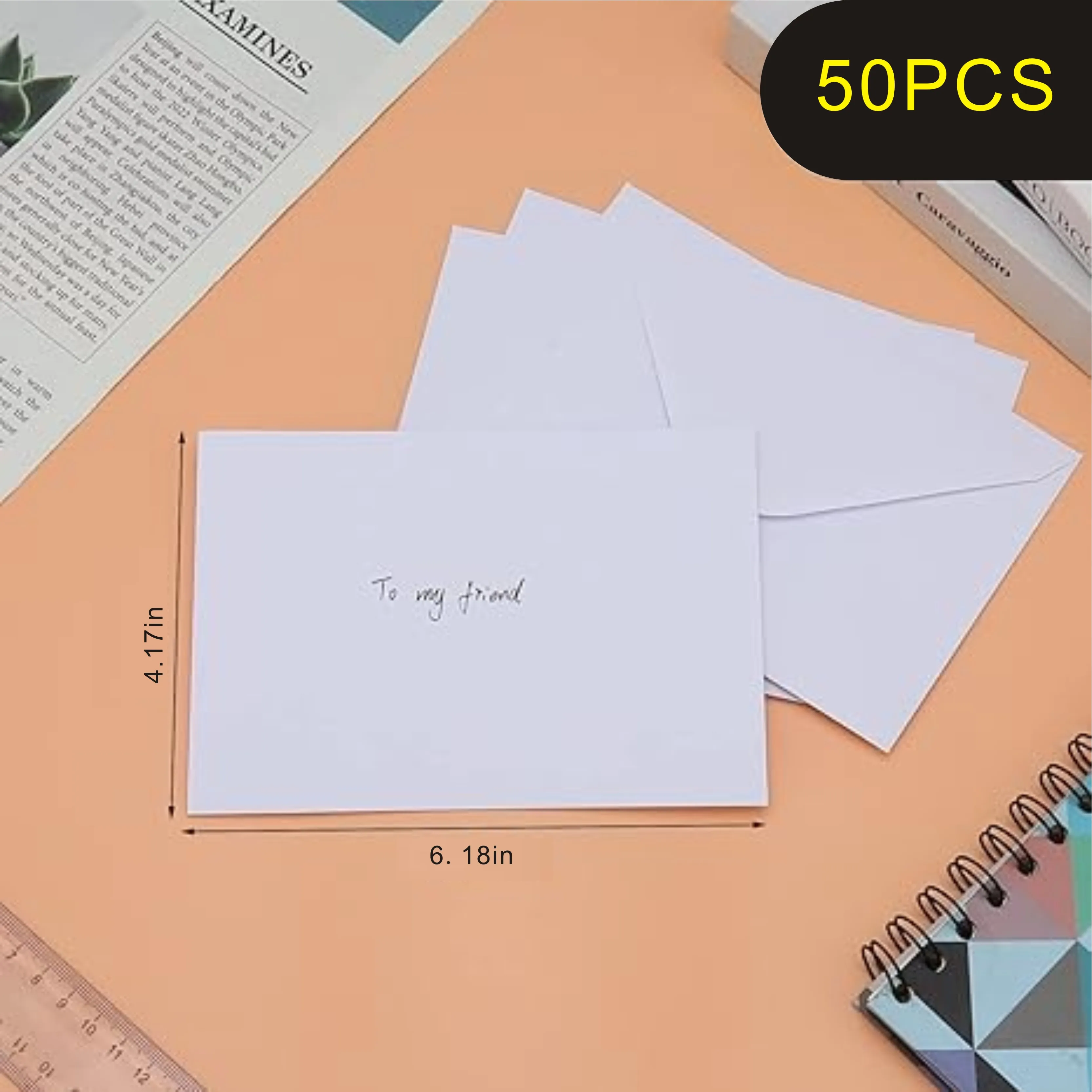 50 white 15.7 &times; 10.6cm envelopes with flip cover, suitable for engagement invitations, wedding invitations, announcements, etc