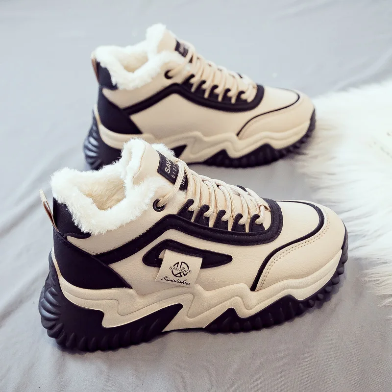 High Top Cotton Shoes for Women 2024 Winter New Versatile Sports Vulcanized Casual Dad Shoes Platform Sneakers Zapatos De Mujer