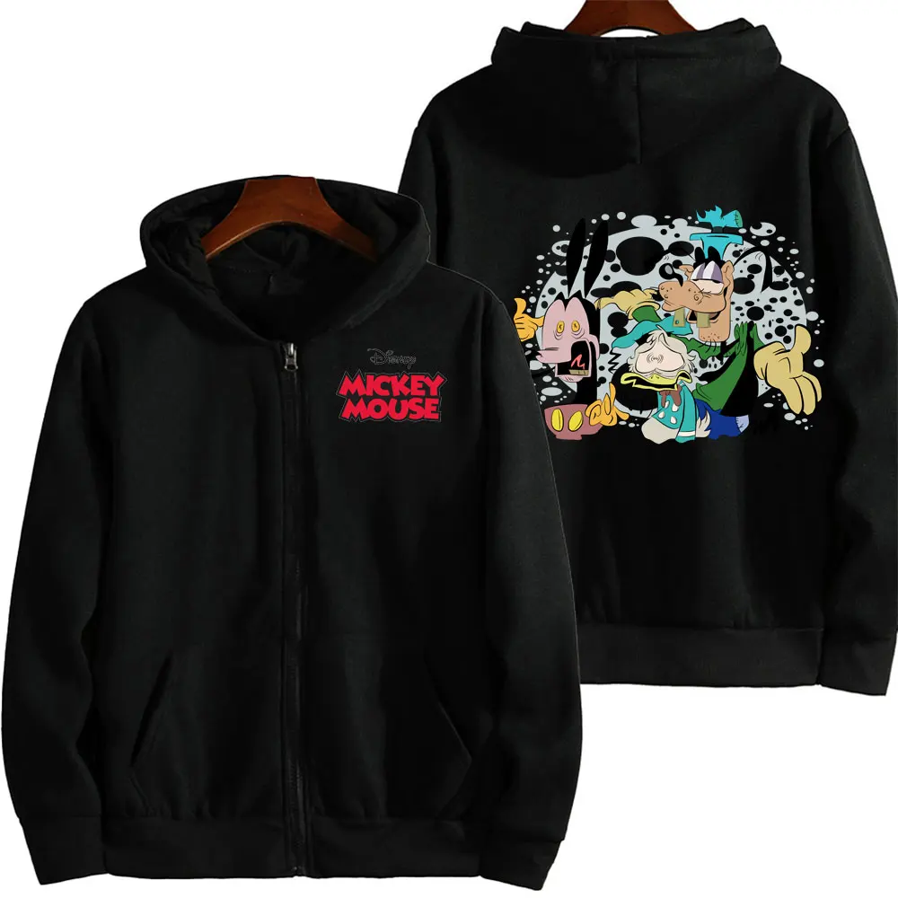 

2024 New Spring and Autumn Men's Kawaii Funny Mickey Mouse Zipper Hoodie Women's Street Leisure Sports Couple Hoodie