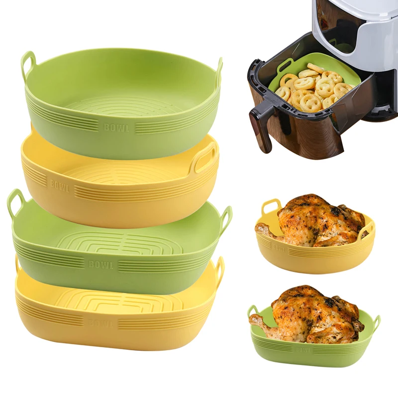 Air Fryers Oven Baking Tray AirFryer Silicone Basket Silicone Mold Pizza Mat Round Replacement