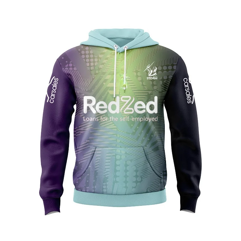 thumbnail image 1 of Sudadera con capucha para hombre NRL Storm | Camiseta polo de entrenamiento verde Melbourne Storm 2024 (nombre y número personalizados), 1 of 4