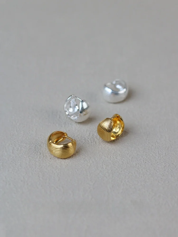 Sophie Buhai Double-Sided ell Flip Earrings Simple S925 Sterling Silver Earring Hoops Korean Sle Fre out Faion Jewelry