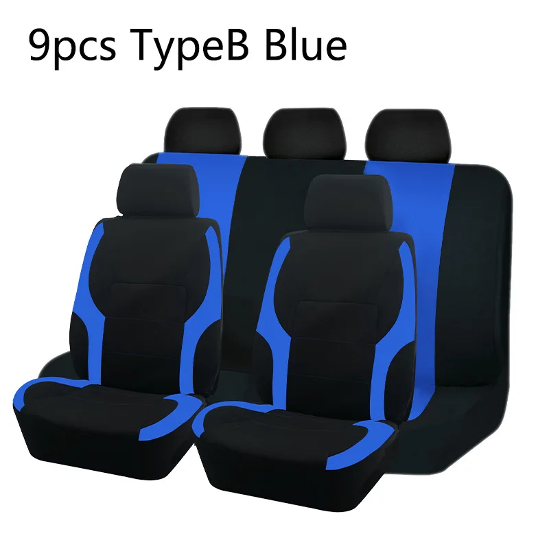 

Sports 5 Seats Universal Car Seat Cover Set Fit Most Car Plain Fabric Bicolor Stylish Car Accessories Seat Protector