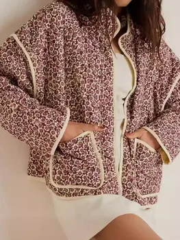 Giacca con stampa floreale vintage Moda donna Autunno Inverno Nuova tasca sottile Decorazione Cardigan Cappotto in cotone Abbigliamento da pendolarismo da donna 1