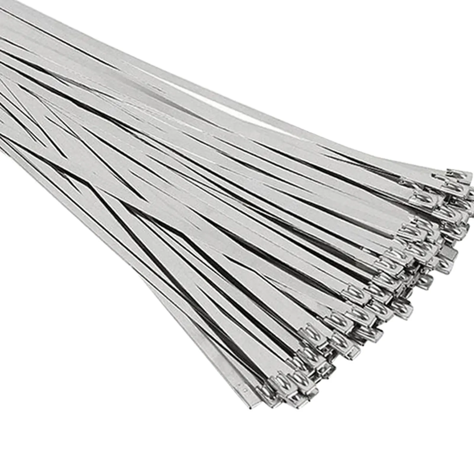 100PCSStainlessSteelZipTiewithBuiltInFrostedSteelBallFixing