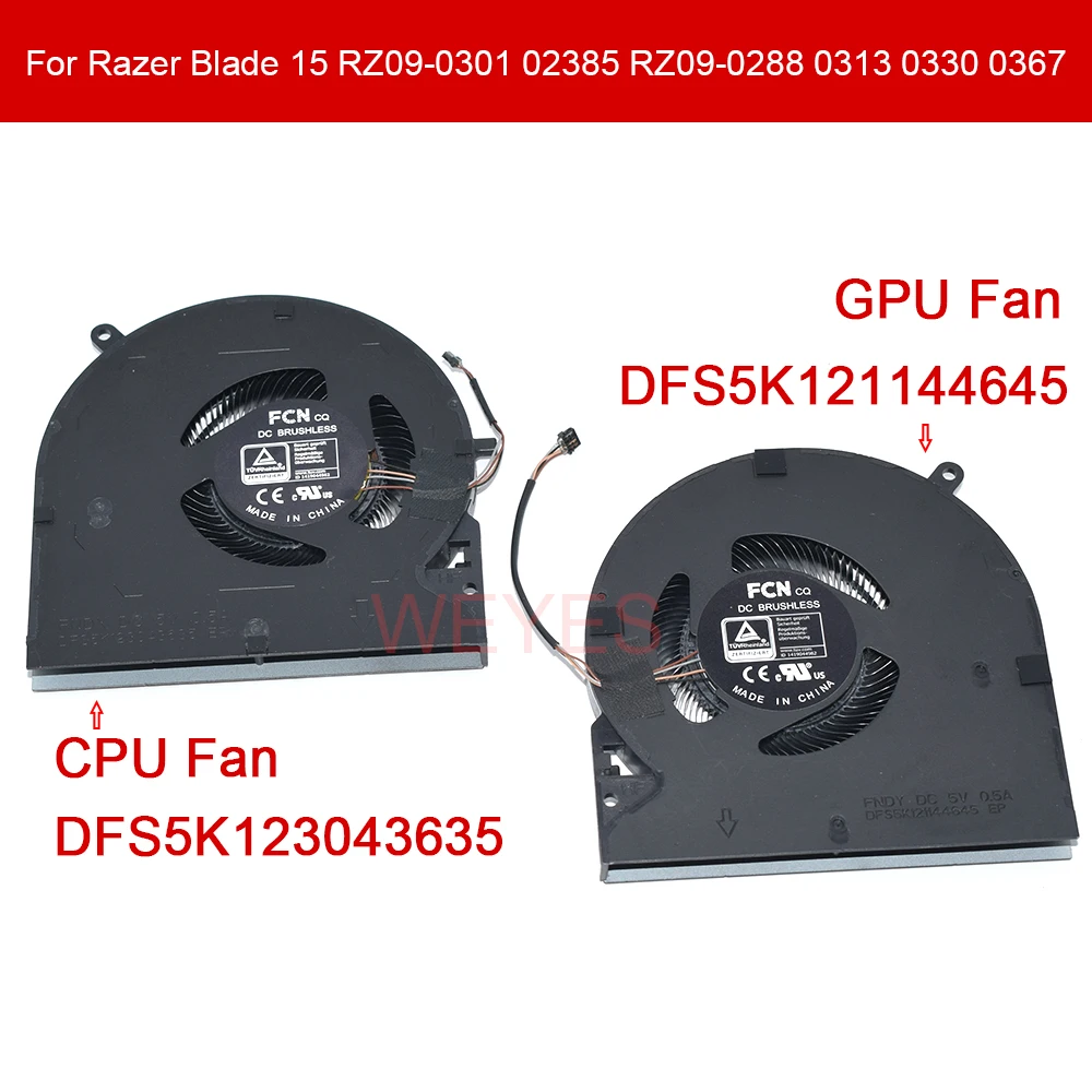 

New GPU Cooler DFS5K123043635 DFS5K121144645 DC5V CPU Fan For Razer Blade 15 RZ09-0301 0270 02385 RZ09-0288 0313 0330 0367