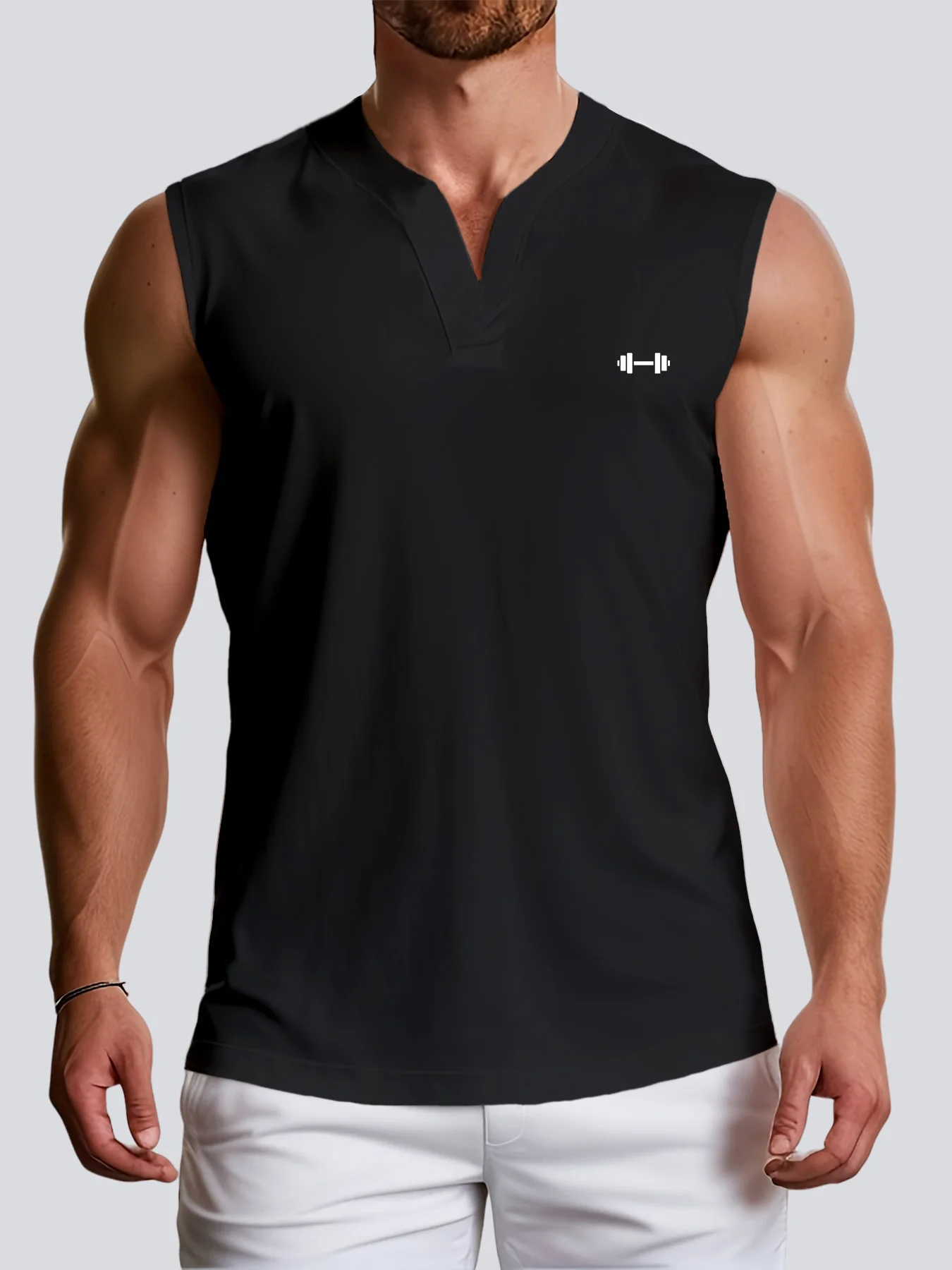 Men's Fitness Vest V-neck Sleeveless Training T-shirt Outdoor Running Casual Sports Vest men sport tees