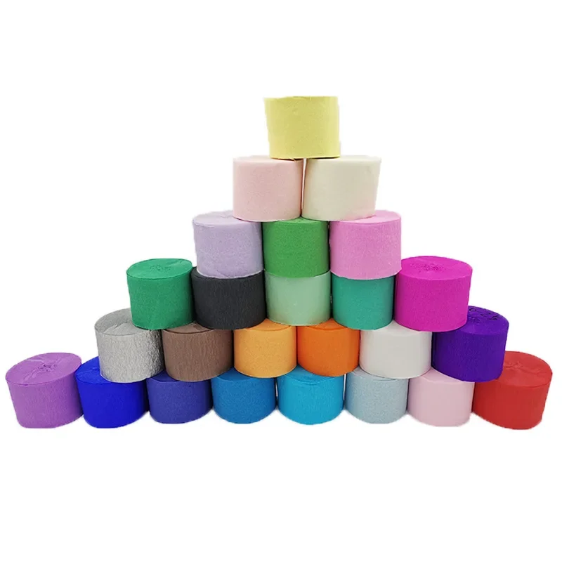 Crepe Paper Streamers 1roll 4.5cm*25 meters Tissue Paper Roll Flower Craft Birthday Wedding Party Backdrop DIY