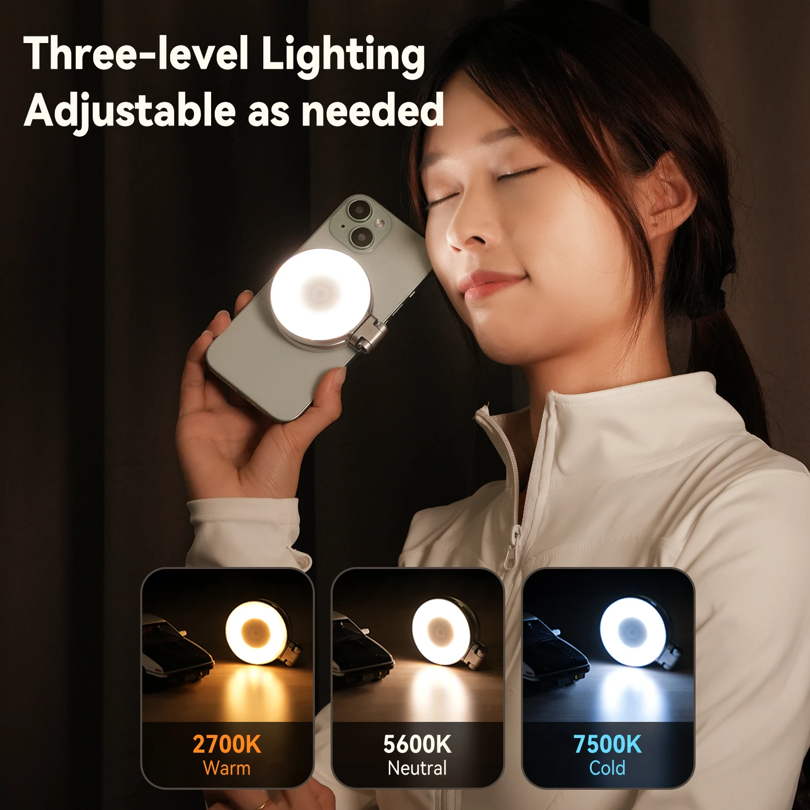 TELESIN Luce di riempimento magnetica Mini Selfie Luce 3 modalità Luminosità regolabile per Smartphone Iphone XIAOMI HUAWEI SAMSUNG Telefono - Image 5