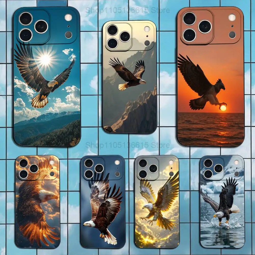 Sleek Black Eagle Design Soft Silicone Phone Case