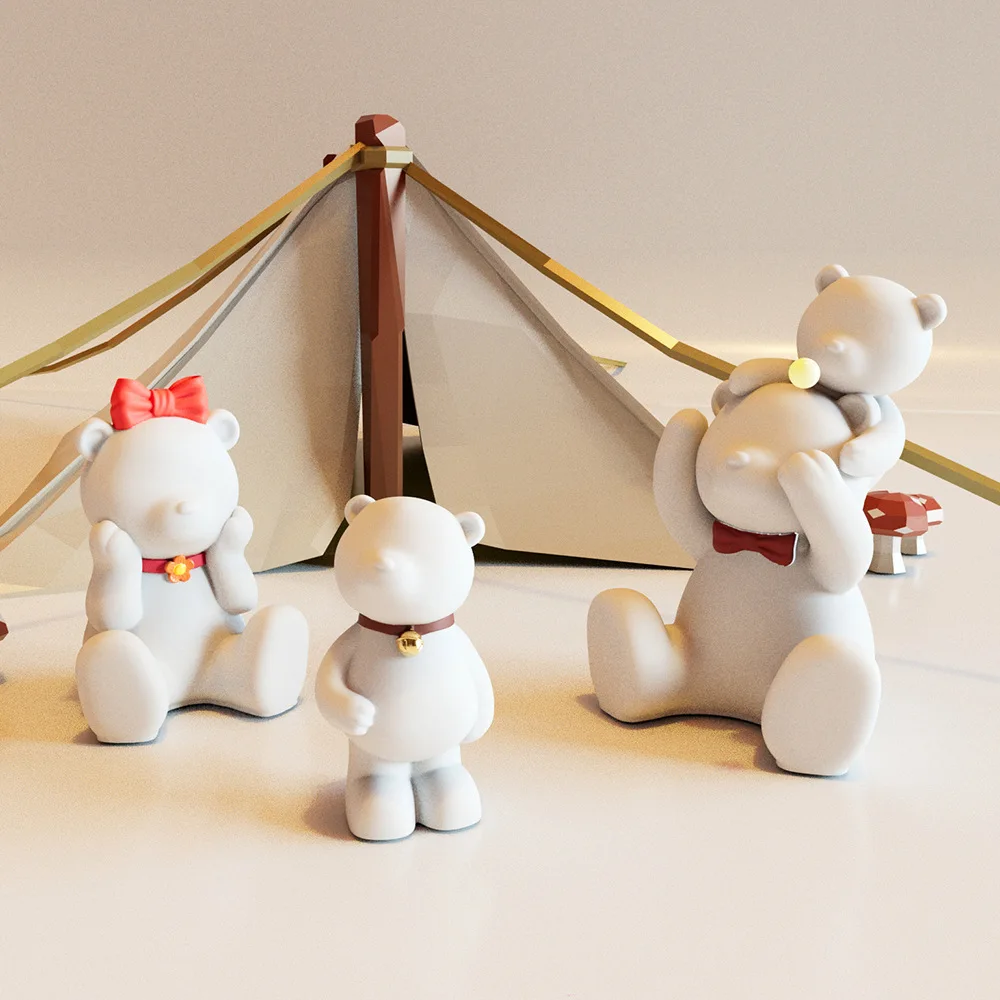 Silicone Mold for DIY Cartoon Bear Candle Aromatherapy Gypsum Pendant Cake Baking