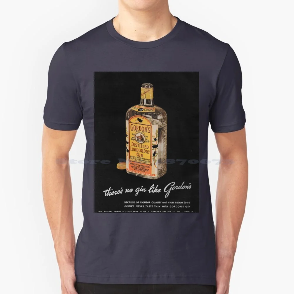Maglietta Vintage Gordon Gin Ad 100% Cotone Tee James Smils Gordons Gin Vintage Bar Martini Linden Nuovo