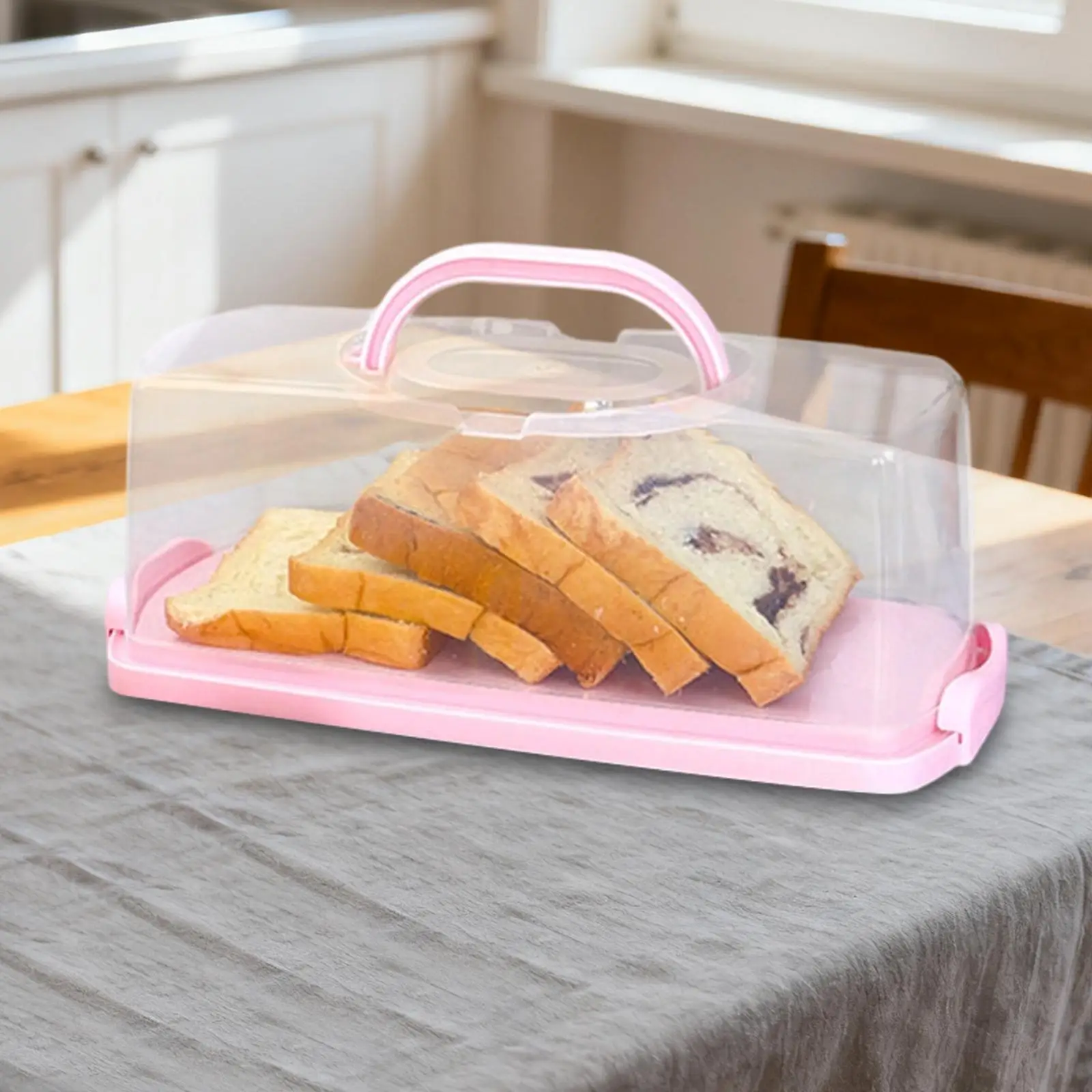 Rectangular Bread Box Food Storing Multifunction with Transparent Lid with Handle Bread Keeper for Graduation DIY Baking