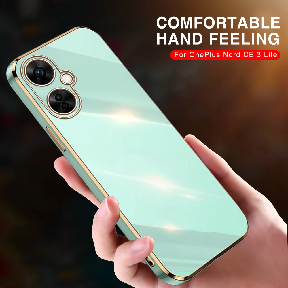 Cover Morbida In Silicone Galvanico Con Bordo Dritto 6D Per Oneplus Nord Ce3 Lite 5G Custodia Antiurto Coque One Plus Ce 3 Lite Light